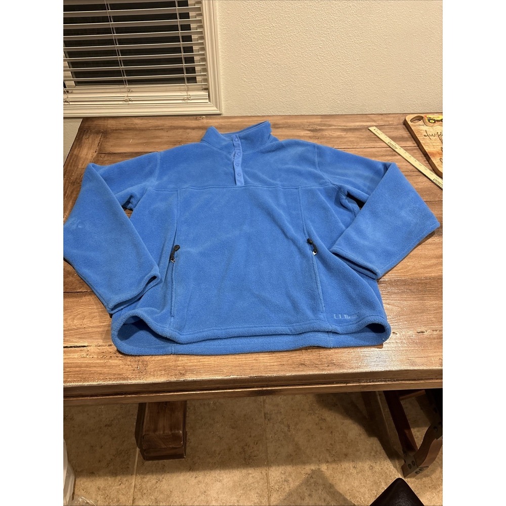 L.L. Bean Pullover Mens XL Classic 1/4 Snap Fleece Light Blue Pockets
